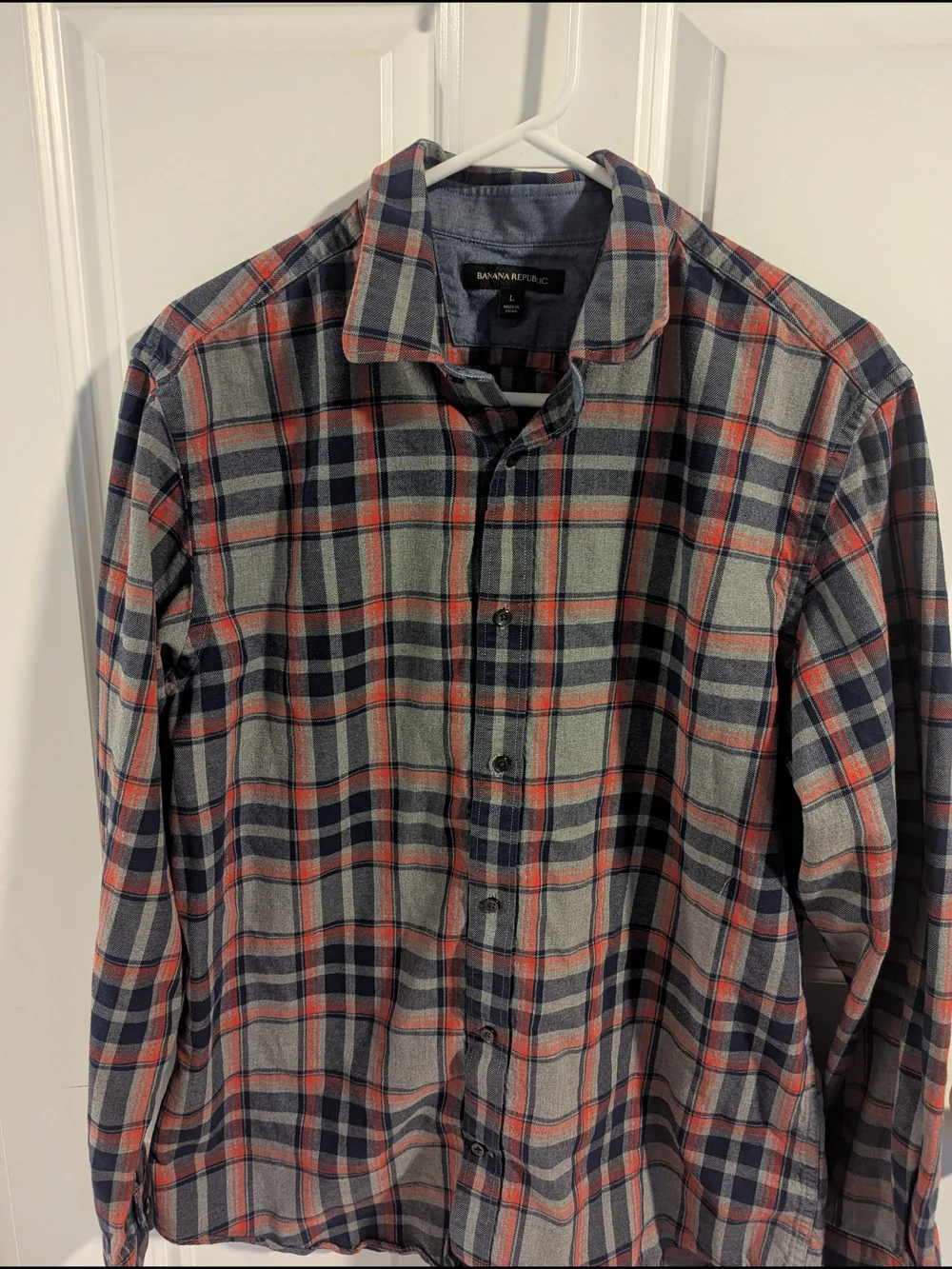 Banana Republic Plaid Button-Down Shirt in Blue and Orange